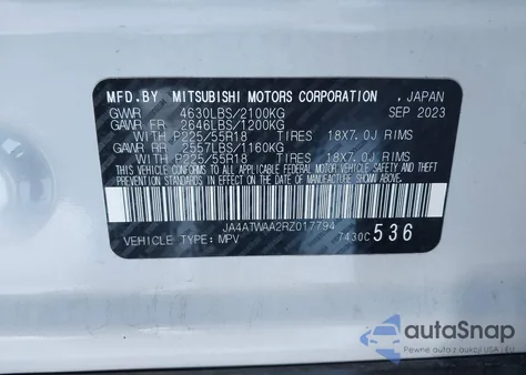 2024 Mitsubishi Eclipse Cross Se S-Awc/Sel S-Awc from USA, damaged, VIN JA4ATWAA2RZ017794